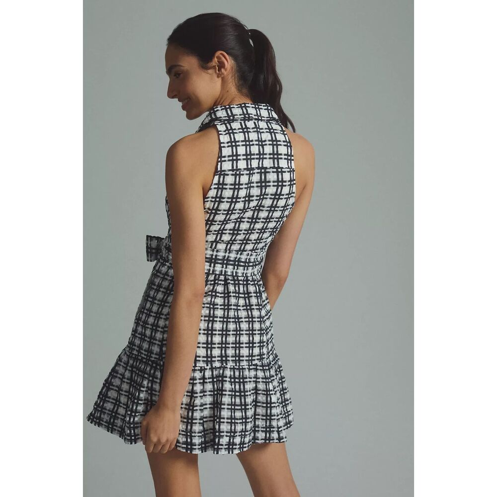 Maeve by Anthropologie Plus Size Black White Plaid Flounce Mini Shirt Dress NEW - Picture 11 of 12